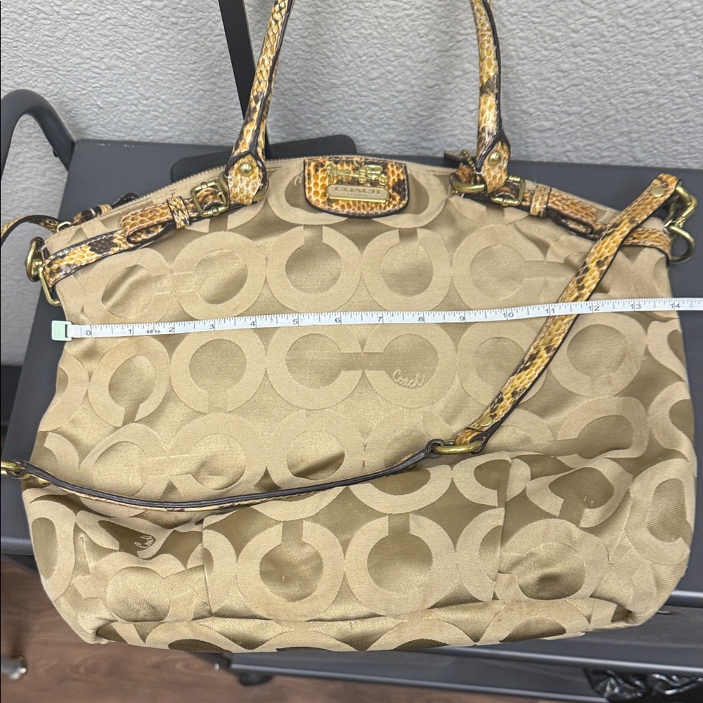 Coach Tan and Brown Signature Madison Sophia Snakeskin Satchel - Picture 12 of 13